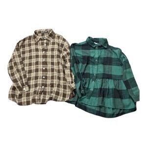 American Eagle Outfitters - EC - SHEIN - Green & Tan 2 for One Plaid Shirts